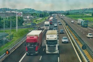HGV trucks on motorway