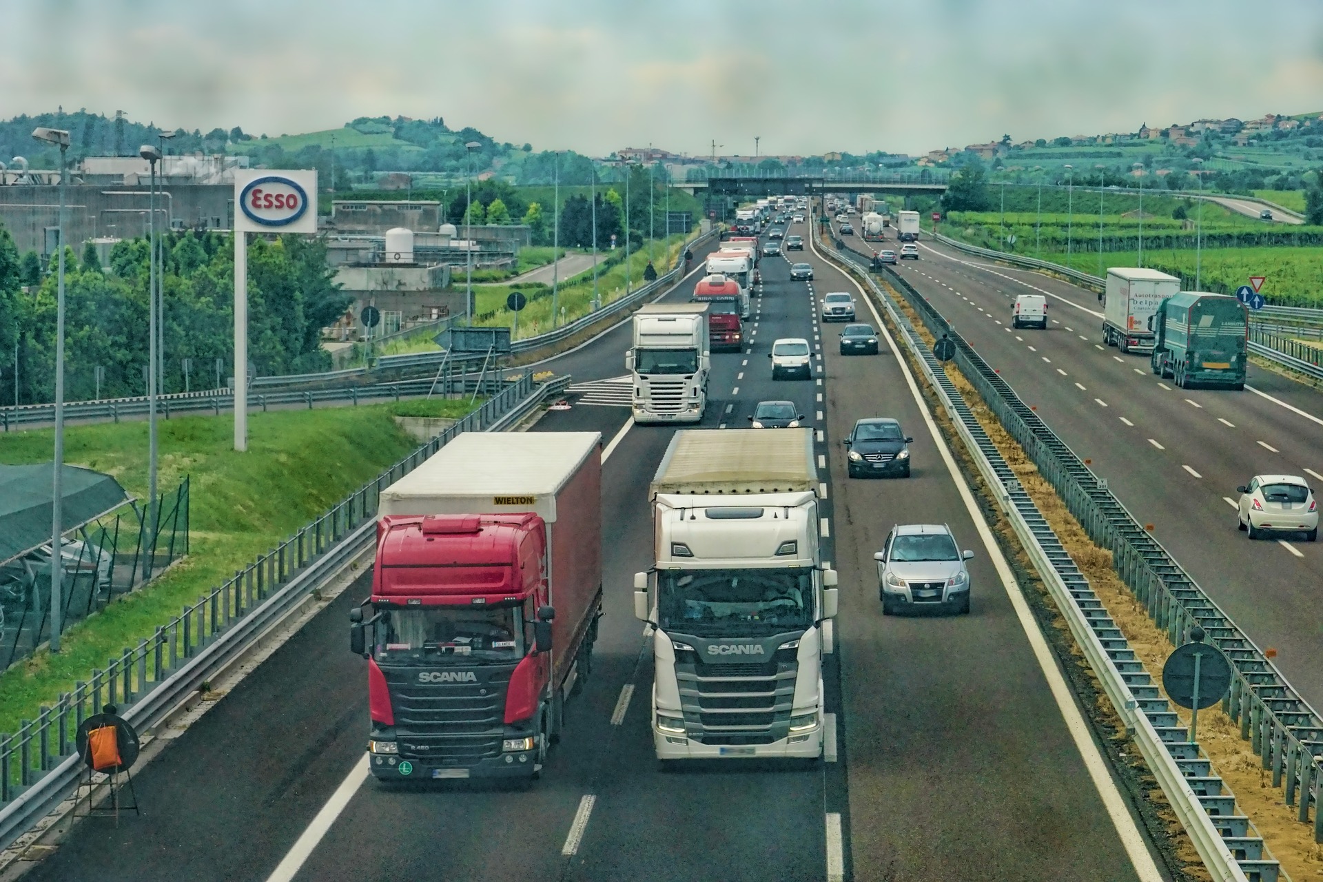 HGV trucks on motorway