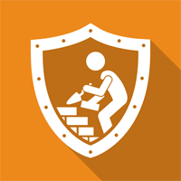 l1 health and safety in a construction environment man laying bricks logo