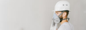 asbestos man with respirator rpe mask