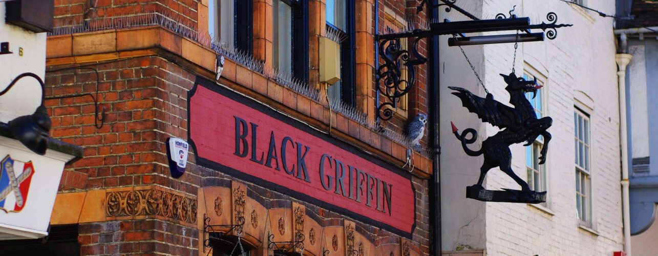 black griffin sign outside the black griffin pub in canterbury